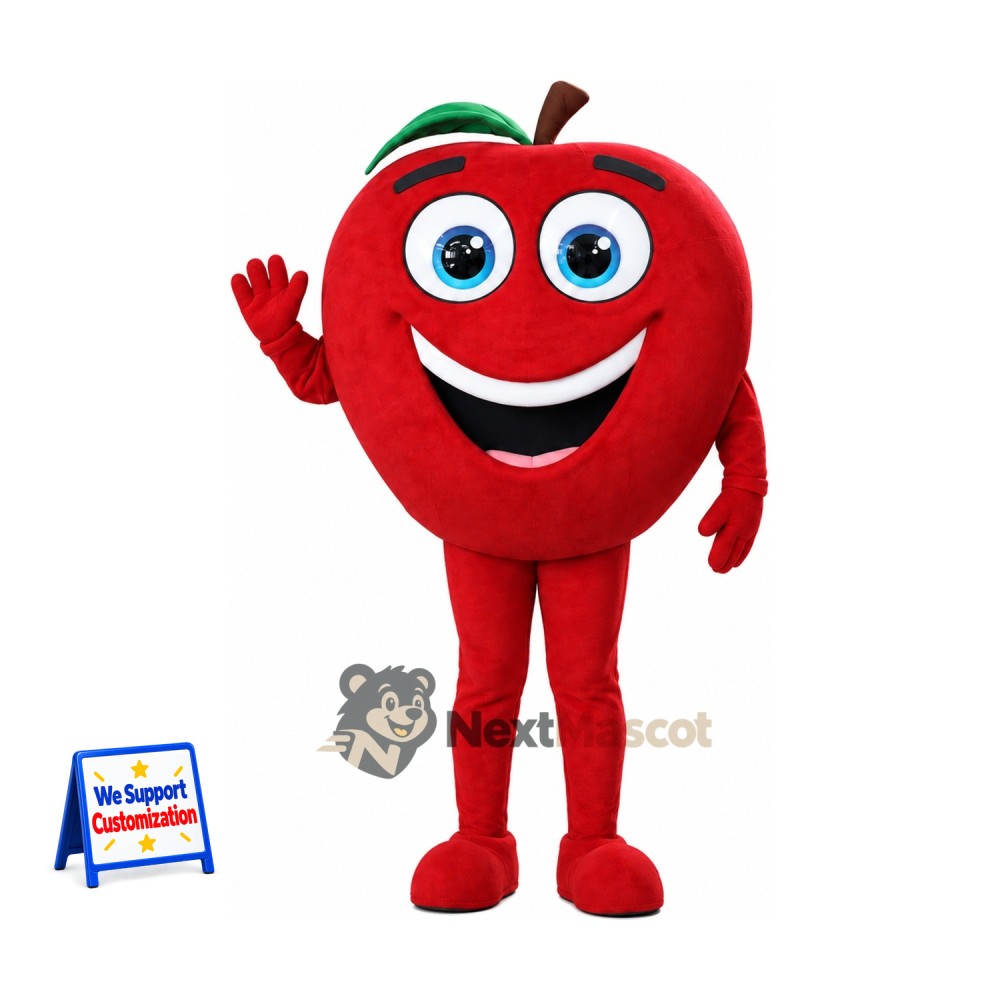 Apple Mascot Costume - Red, Blue Eyes and Big Smile Apple Mascot Costume - Red, Blue Eyes and Big Smile