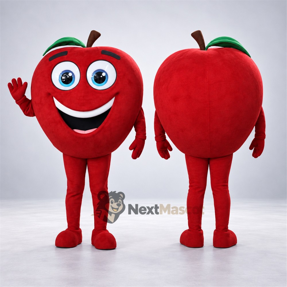 Apple Mascot Costume - Red, Blue Eyes and Big Smile Apple Mascot Costume - Red, Blue Eyes and Big Smile