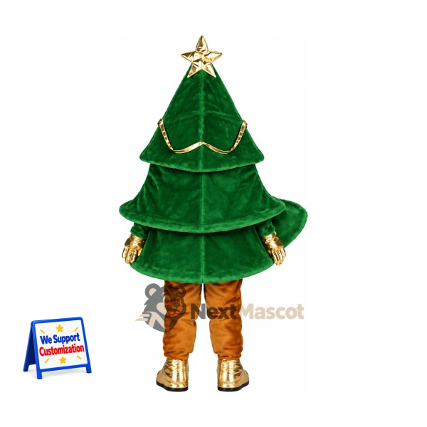 Christmas Tree Mascot Costume - Gold Star for Christmas Events Christmas Tree Mascot Costume - Gold Star for Christmas Events
