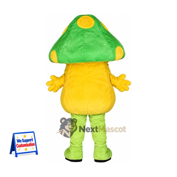 Mushroom Mascot Costume - Green, Yellow Spots Mushroom Mascot Costume - Green, Yellow Spots