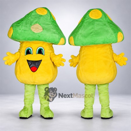 Mushroom Mascot Costume - Green, Yellow Spots Mushroom Mascot Costume - Green, Yellow Spots