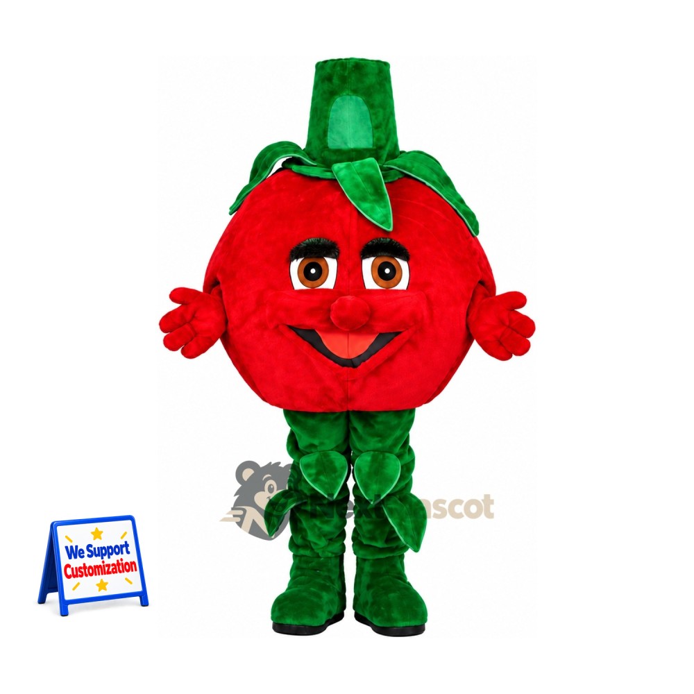 Tomato Mascot Costume - Green Leaf Legs Tomato Mascot Costume - Green Leaf Legs