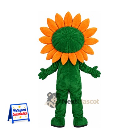 Sunflower Mascot Costume - Orange Petals and Green Body Sunflower Mascot Costume - Orange Petals and Green Body