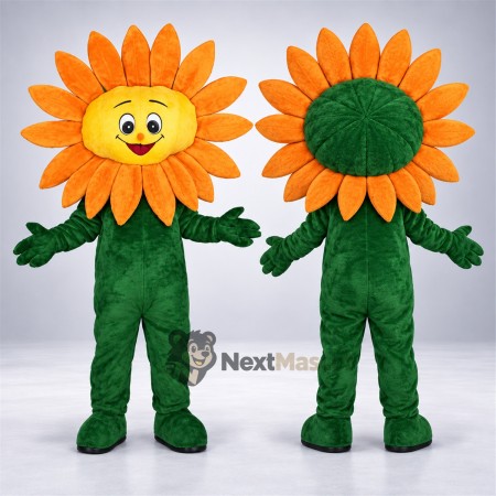 Sunflower Mascot Costume - Orange Petals and Green Body Sunflower Mascot Costume - Orange Petals and Green Body