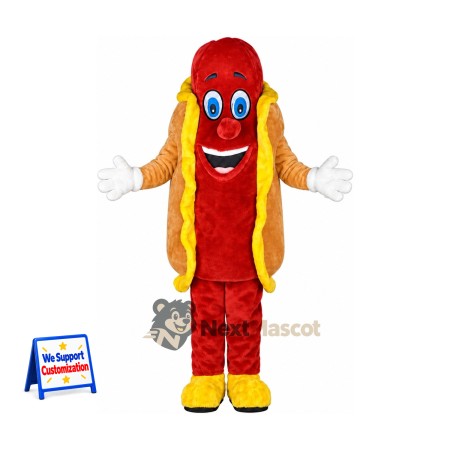 Hot Dog Mascot Costume - White Sleeves and Yellow Shoes Hot Dog Mascot Costume - White Sleeves and Yellow Shoes