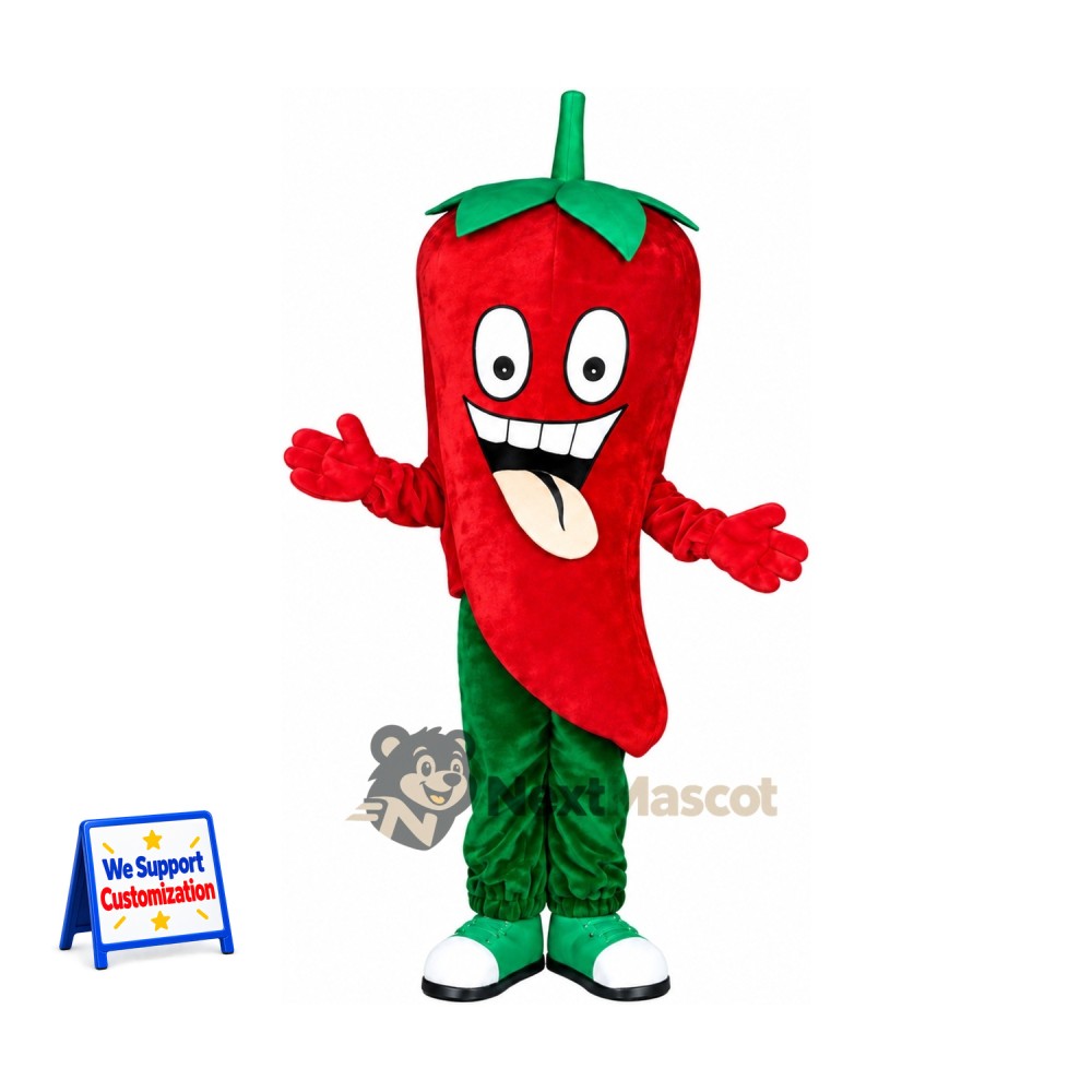 Chili Pepper Mascot Costume - Red, Green Legs Chili Pepper Mascot Costume - Red, Green Legs
