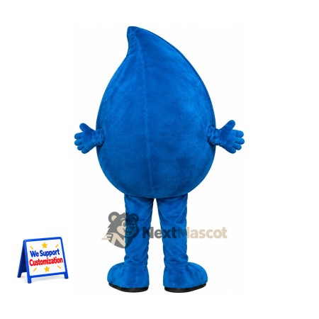 Water Drop Mascot Costume - Blue, White Teeth
