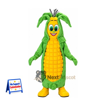 Corn Mascot Costume - Long Green Leaves for Food Festivals Corn Mascot Costume - Long Green Leaves for Food Festivals