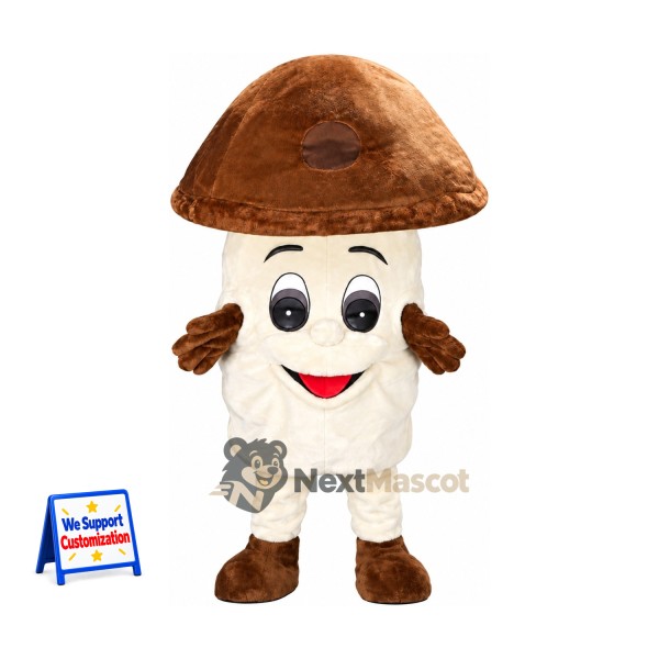Mushroom Mascot Costume - Brown Cap and Brown Boots for Food Festivals