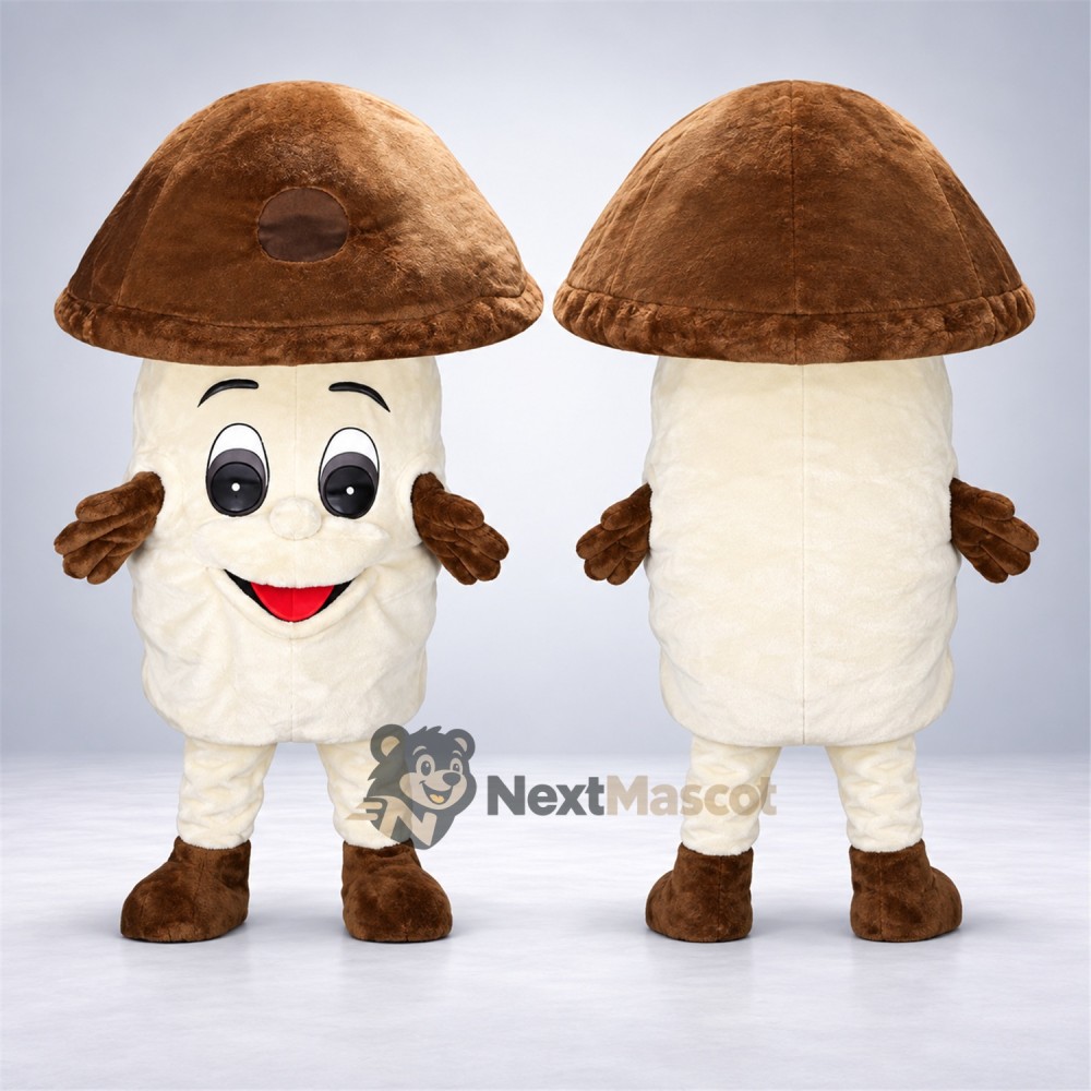 Mushroom Mascot Costume - Brown Cap and Brown Boots for Food Festivals Mushroom Mascot Costume - Brown Cap and Brown Boots for Food Festivals