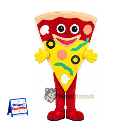 Pizza Slice Mascot Costume - Yellow Gloves and Red Legs Pizza Slice Mascot Costume - Yellow Gloves and Red Legs