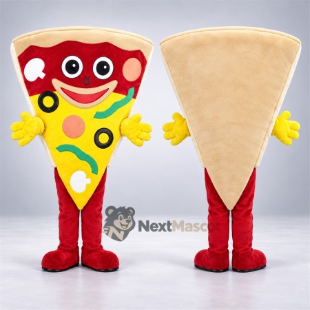Pizza Slice Mascot Costume - Yellow Gloves and Red Legs Pizza Slice Mascot Costume - Yellow Gloves and Red Legs