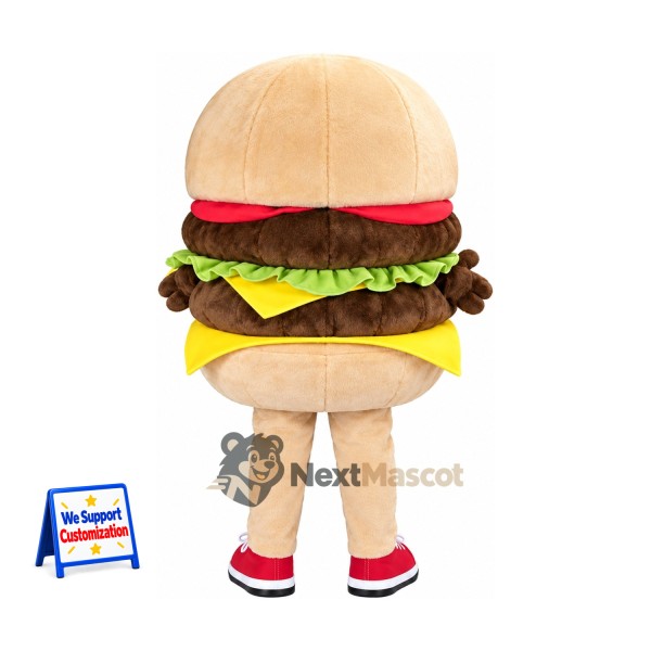 Burger Mascot Costume - Cream Legs and Red Sneakers Burger Mascot Costume - Cream Legs and Red Sneakers