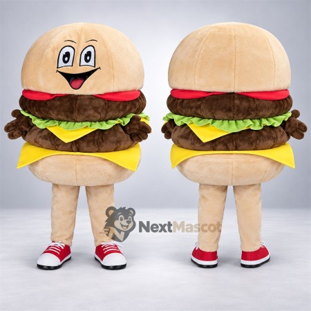 Burger Mascot Costume - Cream Legs and Red Sneakers Burger Mascot Costume - Cream Legs and Red Sneakers
