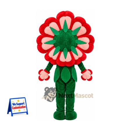 Flower Mascot Costume - Red and White for Parades Flower Mascot Costume - Red and White for Parades