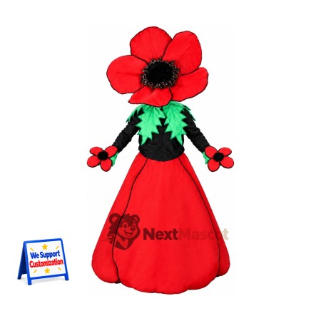 Poppy Mascot Costume - Red, Dress Poppy Mascot Costume - Red, Dress