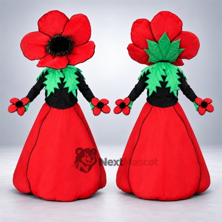 Poppy Mascot Costume - Red, Dress Poppy Mascot Costume - Red, Dress