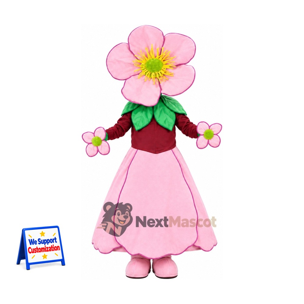 Flower Mascot Costume - Pink, Dress for School Events Flower Mascot Costume - Pink, Dress for School Events