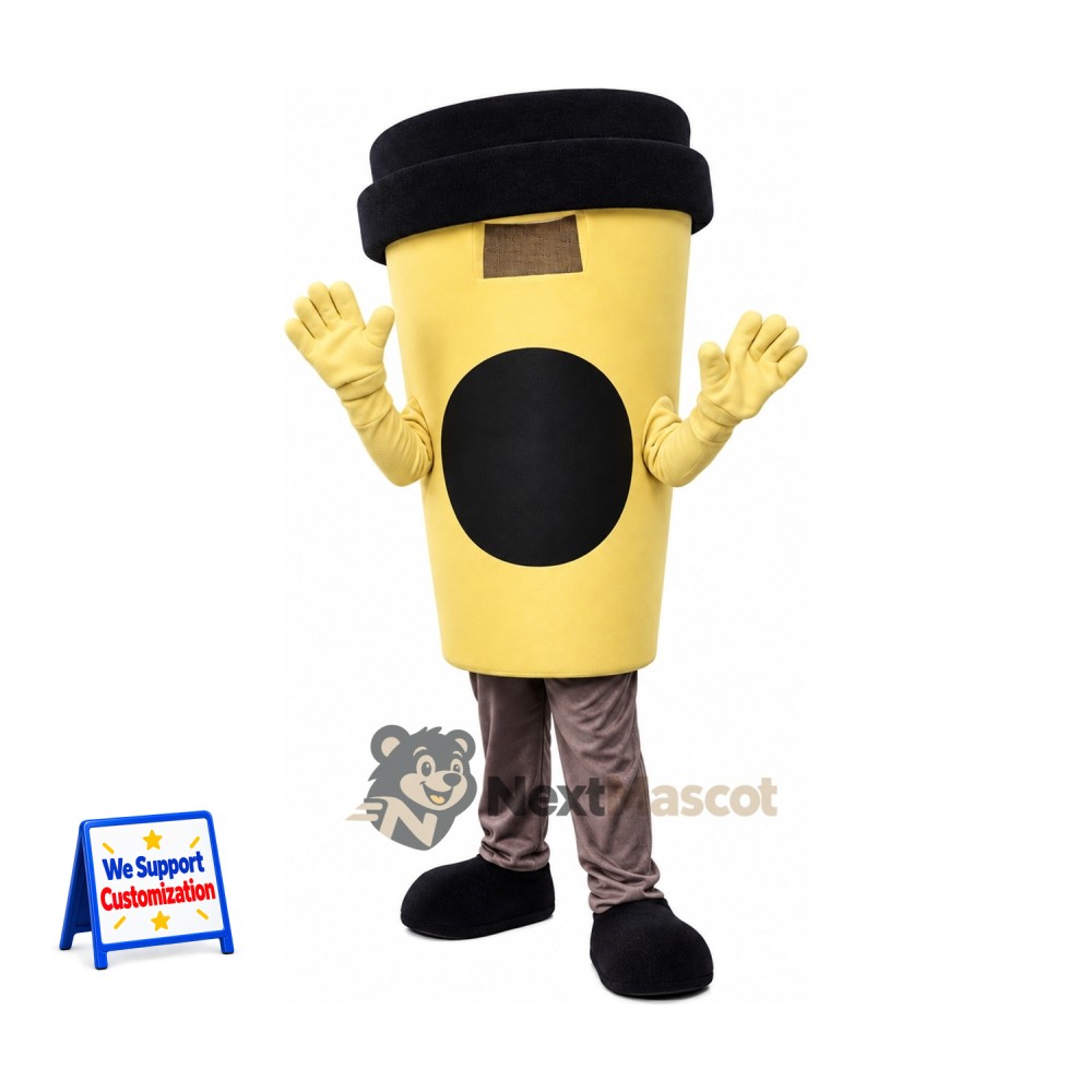 Coffee Cup Mascot Costume - Yellow