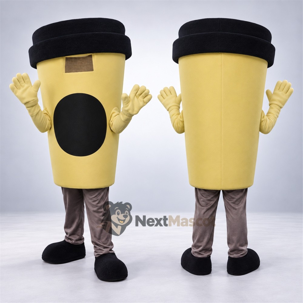 Coffee Cup Mascot Costume - Yellow