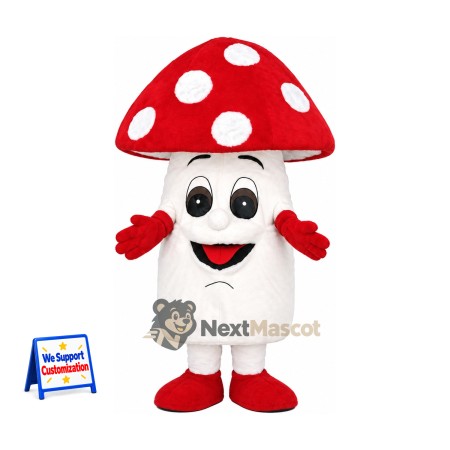 Mushroom Mascot Costume - Red, White Spots and Red Shoes Mushroom Mascot Costume - Red, White Spots and Red Shoes