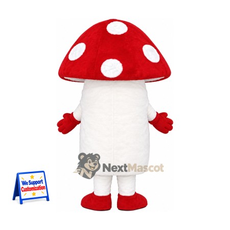 Mushroom Mascot Costume - Red, White Spots and Red Shoes Mushroom Mascot Costume - Red, White Spots and Red Shoes