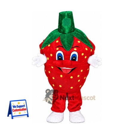 Strawberry Mascot Costume - Yellow Seeds and White Gloves Strawberry Mascot Costume - Yellow Seeds and White Gloves