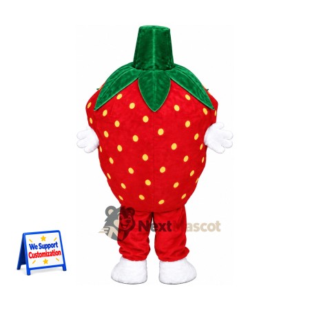 Strawberry Mascot Costume - Yellow Seeds and White Gloves Strawberry Mascot Costume - Yellow Seeds and White Gloves