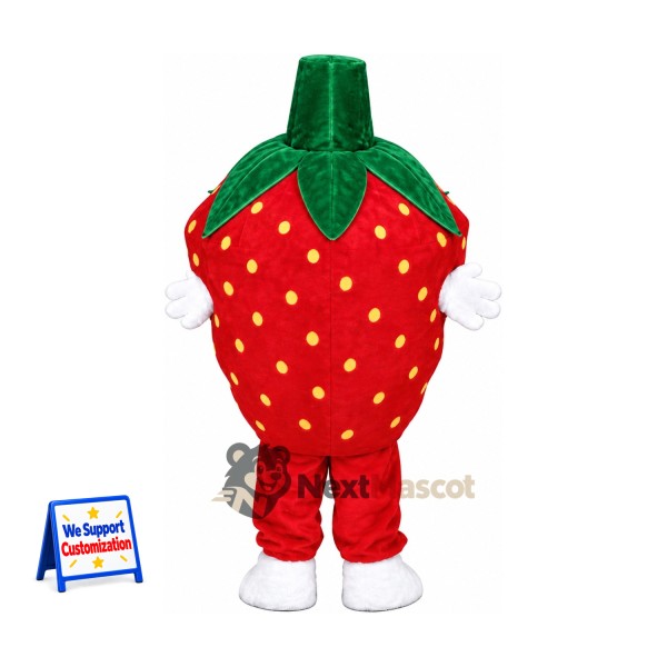 Strawberry Mascot Costume - Yellow Seeds and White Gloves Strawberry Mascot Costume - Yellow Seeds and White Gloves