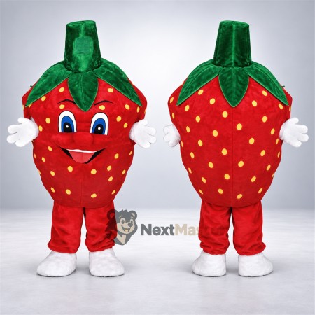 Strawberry Mascot Costume - Yellow Seeds and White Gloves Strawberry Mascot Costume - Yellow Seeds and White Gloves