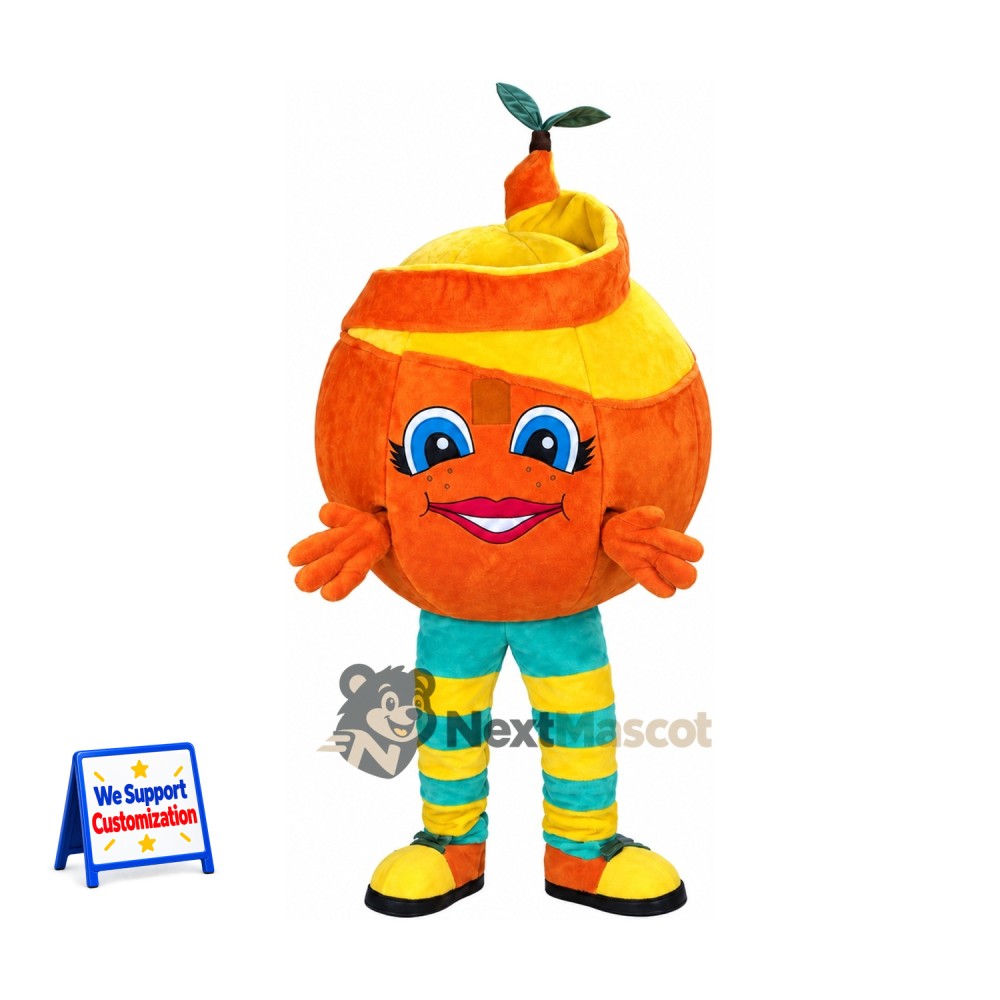 Honey Jar Mascot Costume - Orange for Food Festivals Honey Jar Mascot Costume - Orange for Food Festivals