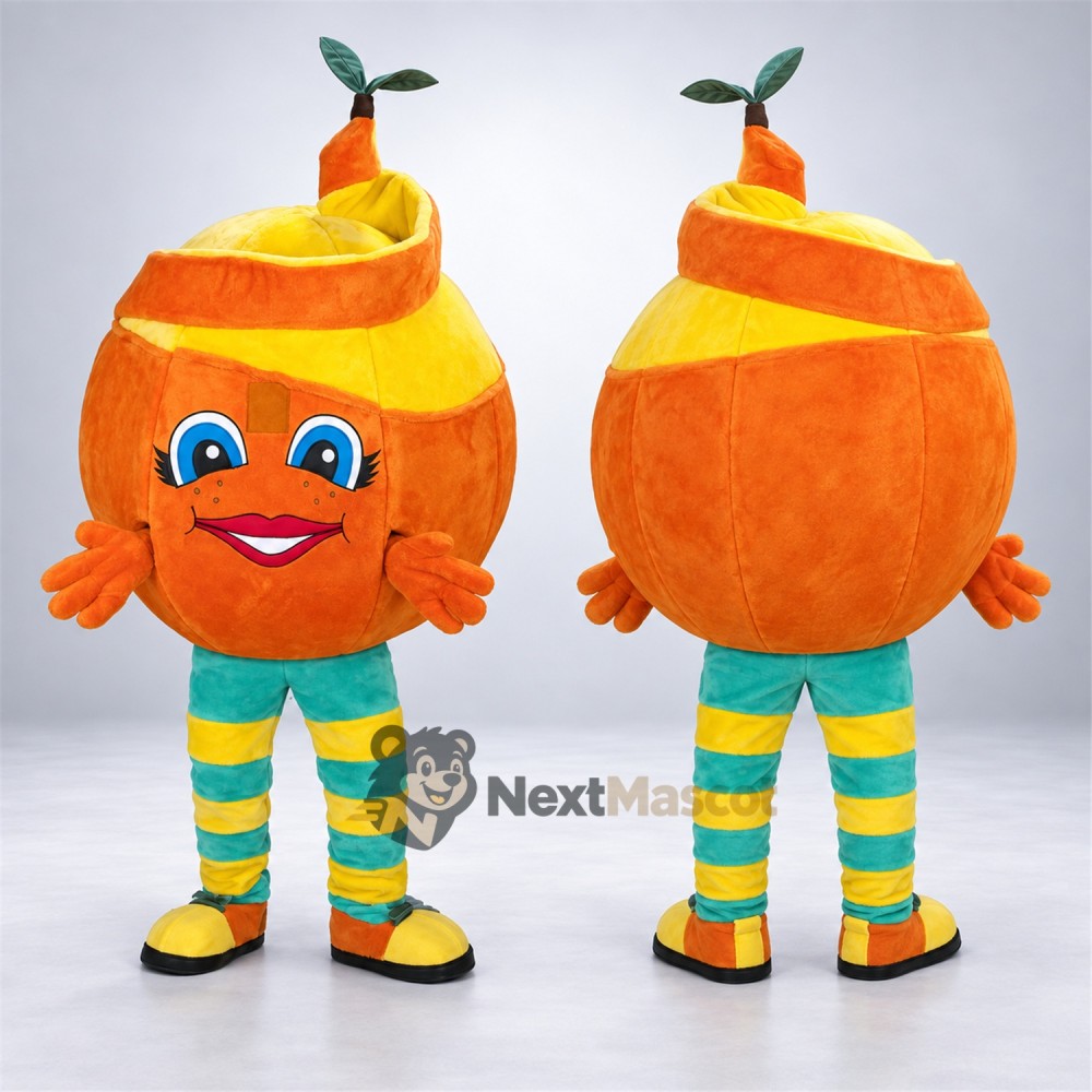 Honey Jar Mascot Costume - Orange for Food Festivals Honey Jar Mascot Costume - Orange for Food Festivals