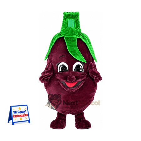 Eggplant Mascot Costume - Purple, Small Smile Eggplant Mascot Costume - Purple, Small Smile