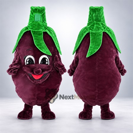 Eggplant Mascot Costume - Purple, Small Smile Eggplant Mascot Costume - Purple, Small Smile