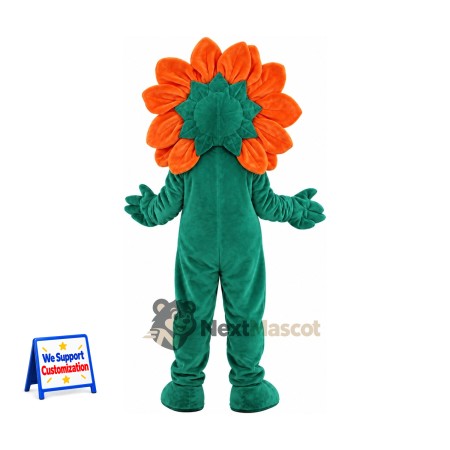 Flower Mascot Costume - Orange, Green Body for Parades Flower Mascot Costume - Orange, Green Body for Parades