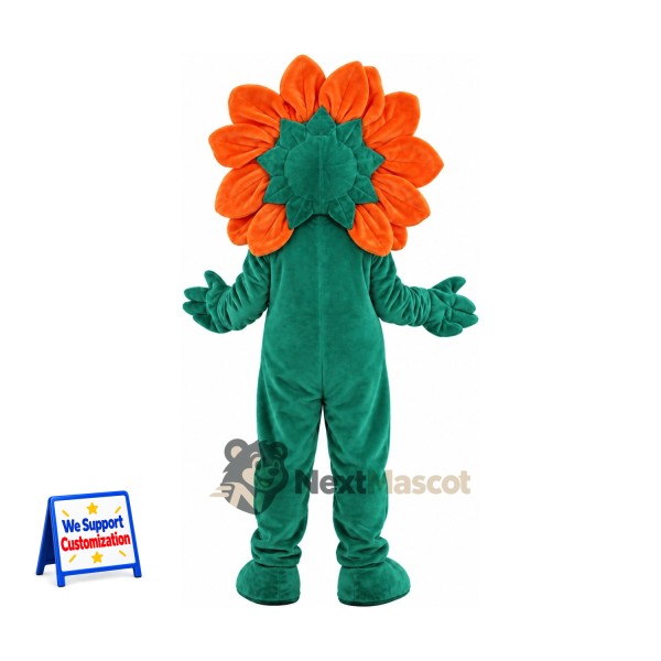 Flower Mascot Costume - Orange, Green Body for Parades Flower Mascot Costume - Orange, Green Body for Parades