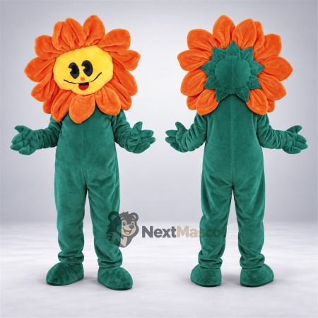 Flower Mascot Costume - Orange, Green Body for Parades Flower Mascot Costume - Orange, Green Body for Parades