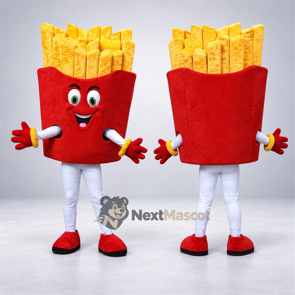 French Fries Mascot Costume - Red Carton, White Legs French Fries Mascot Costume - Red Carton, White Legs