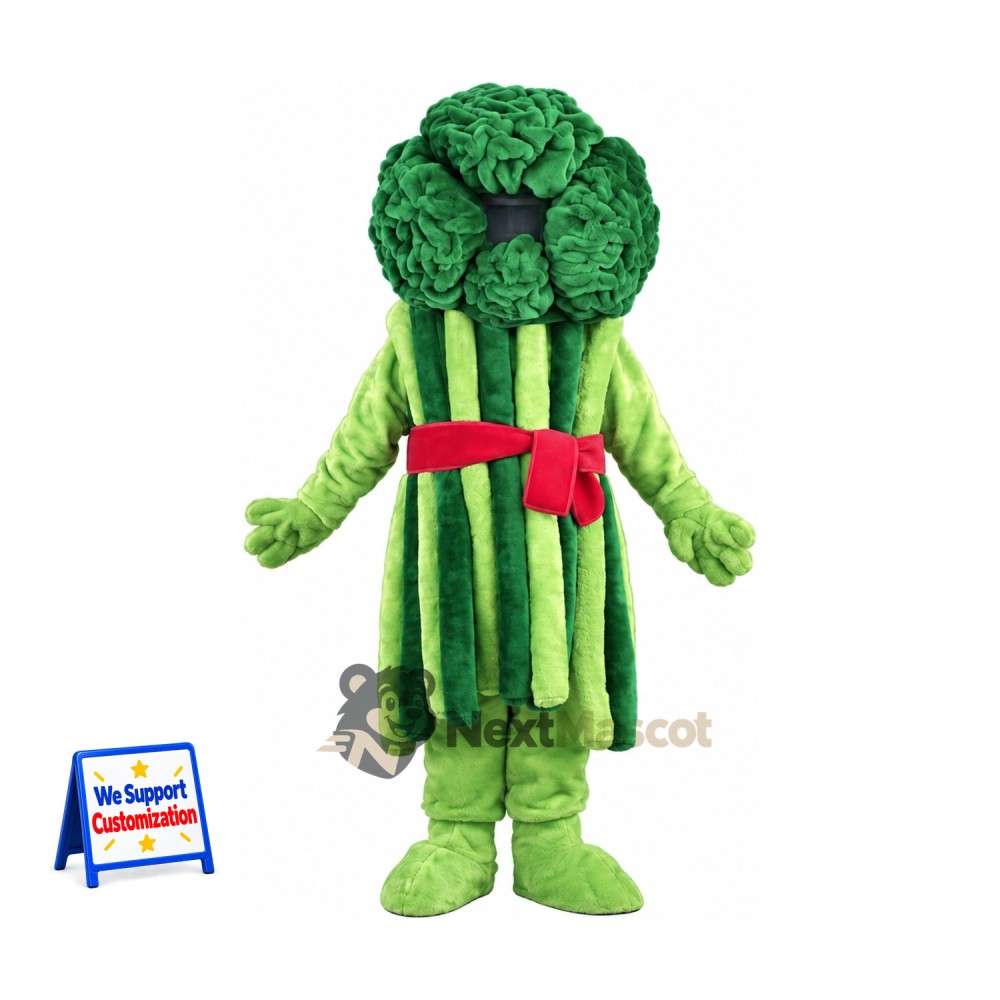 Broccoli Mascot Costume - Red Belt Broccoli Mascot Costume - Red Belt