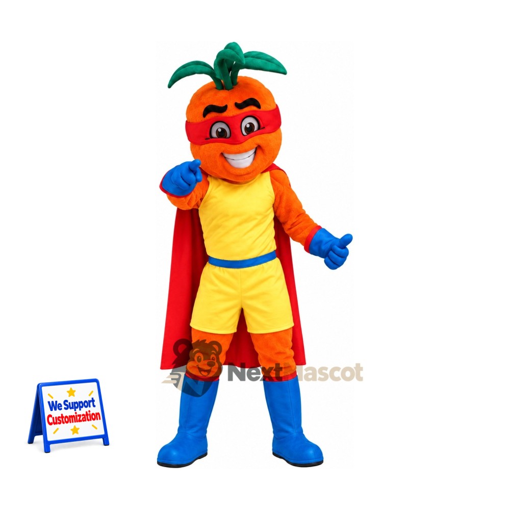 Carrot Mascot Costume - Superhero Style Carrot Mascot Costume - Superhero Style