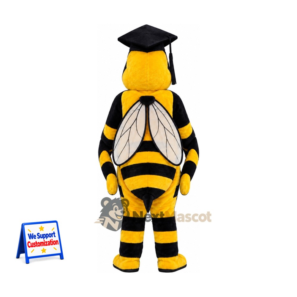 Bee Mascot Costume - Graduation Style, Black Cap Bee Mascot Costume - Graduation Style, Black Cap