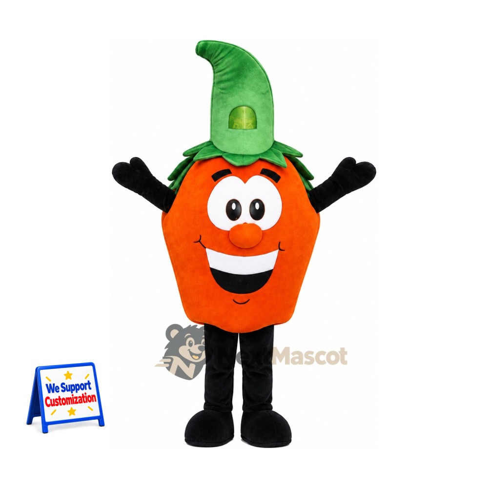 Carrot Mascot Costume - Tall Green Leaf and Black Legs Carrot Mascot Costume - Tall Green Leaf and Black Legs