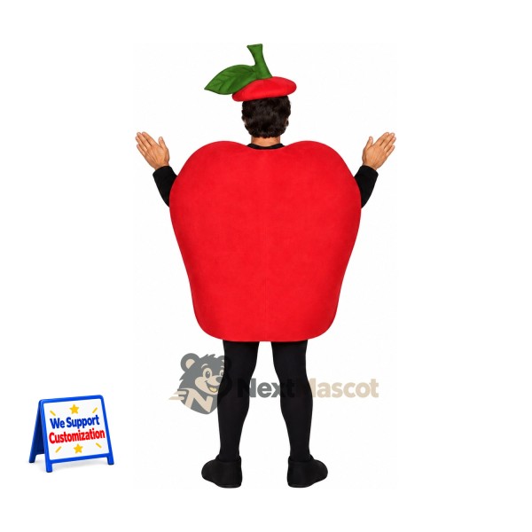Apple Mascot Costume - Red, Open Face and Big Smile