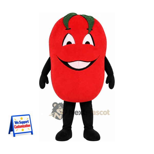 Bell Pepper Mascot Costume - Red, White Smile