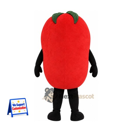 Bell Pepper Mascot Costume - Red, White Smile Bell Pepper Mascot Costume - Red, White Smile