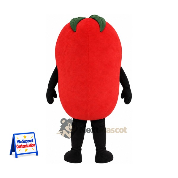 Bell Pepper Mascot Costume - Red, White Smile Bell Pepper Mascot Costume - Red, White Smile