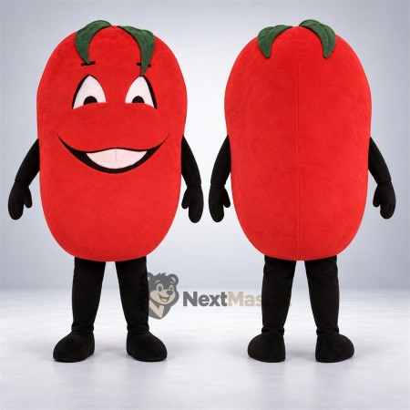 Bell Pepper Mascot Costume - Red, White Smile Bell Pepper Mascot Costume - Red, White Smile