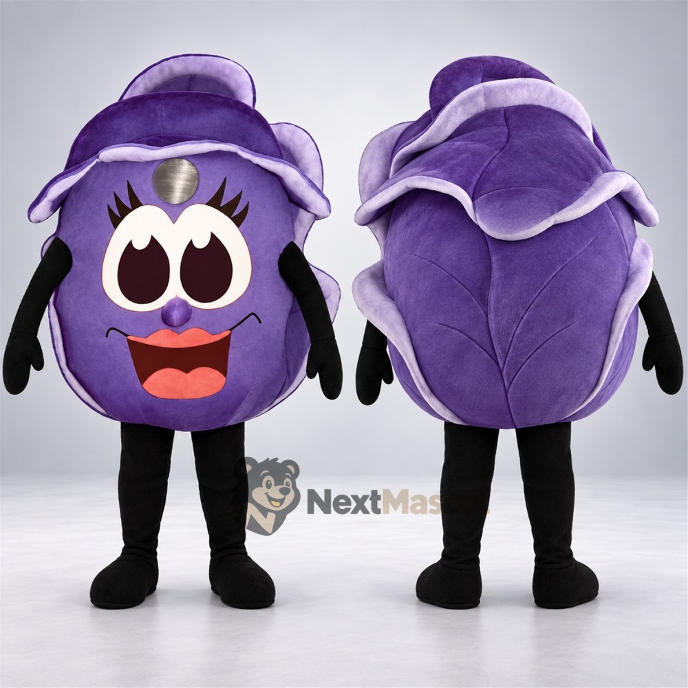 Cabbage Mascot Costume - Purple, Big Smile for Food Festivals Cabbage Mascot Costume - Purple, Big Smile for Food Festivals