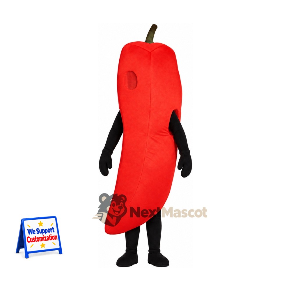 Chili Pepper Mascot Costume - Red, Black Arms and Legs Chili Pepper Mascot Costume - Red, Black Arms and Legs