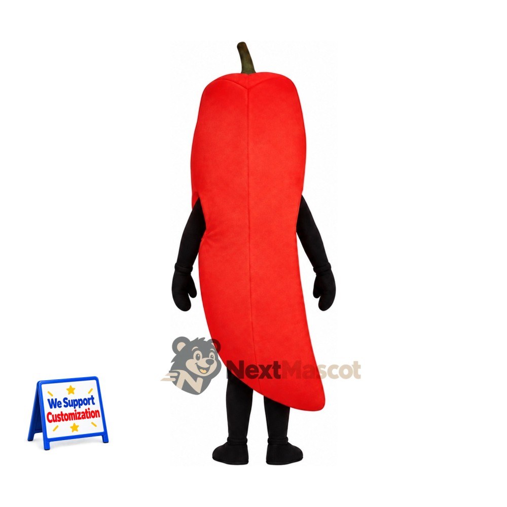 Chili Pepper Mascot Costume - Red, Black Arms and Legs Chili Pepper Mascot Costume - Red, Black Arms and Legs
